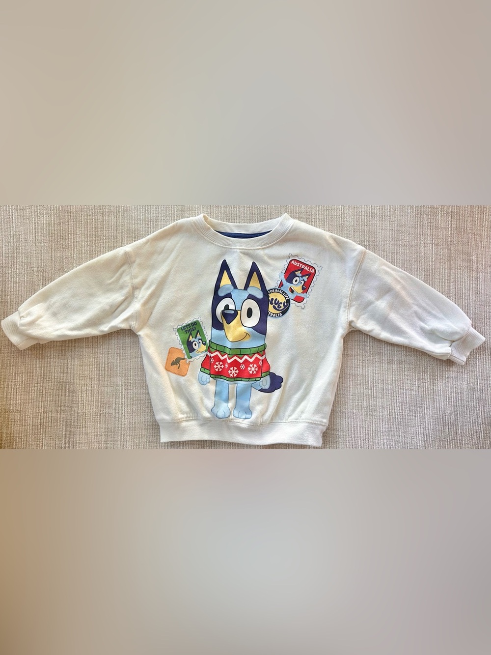 Bluey Holiday Christmas Sweatshirt Toddler 3T Cream